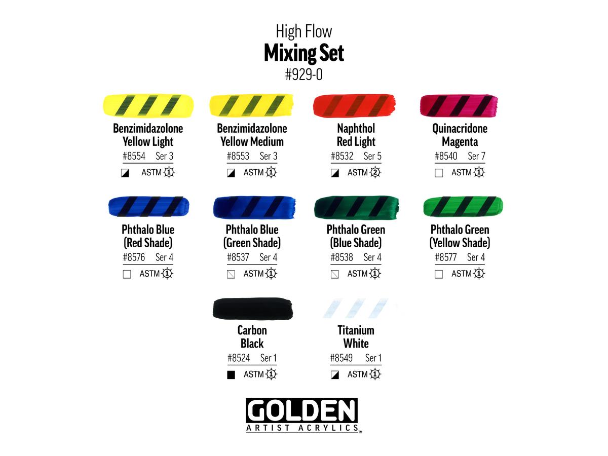 GOLDEN ACRYL HIGH FLOW MIXING SET 10X 30ML 3