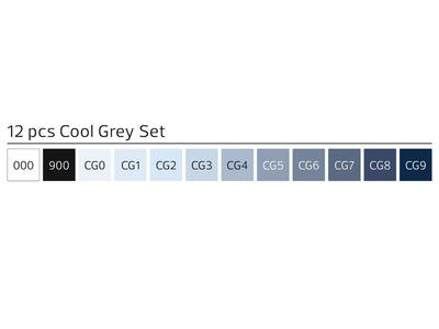 STYLEFILE BRUSH MARKERSET BR12CG 12-DELIG COOL GREY OP=OP 2