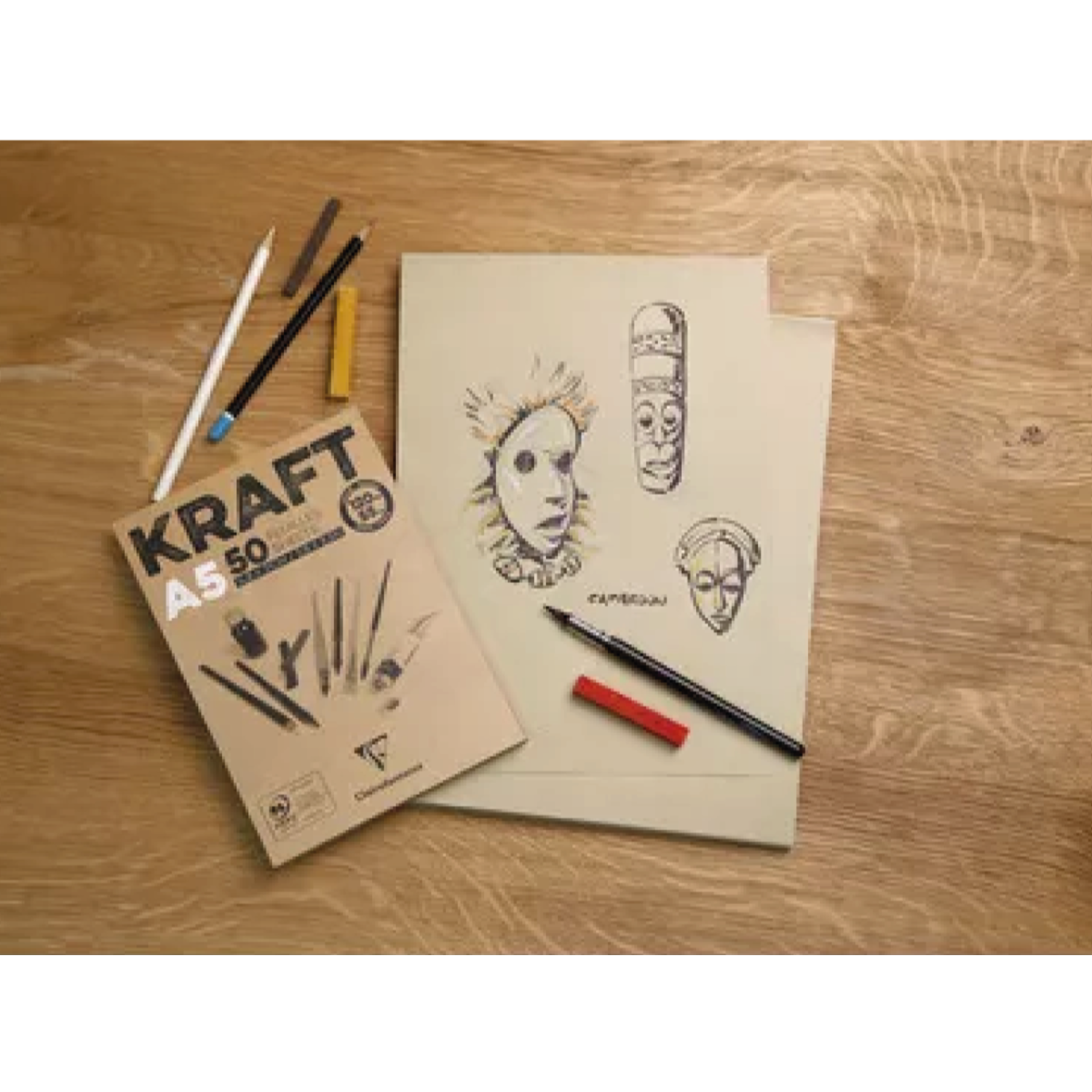 CLAIREFONTAINE KRAFT SKIZZENBLOCK A5 90G 100 BLÄTTER 3