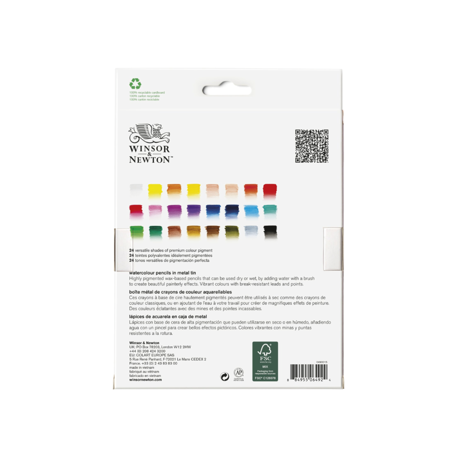 WINSOR & NEWTON PRECISION WATERCOLOUR PENCILS SET 24X 3