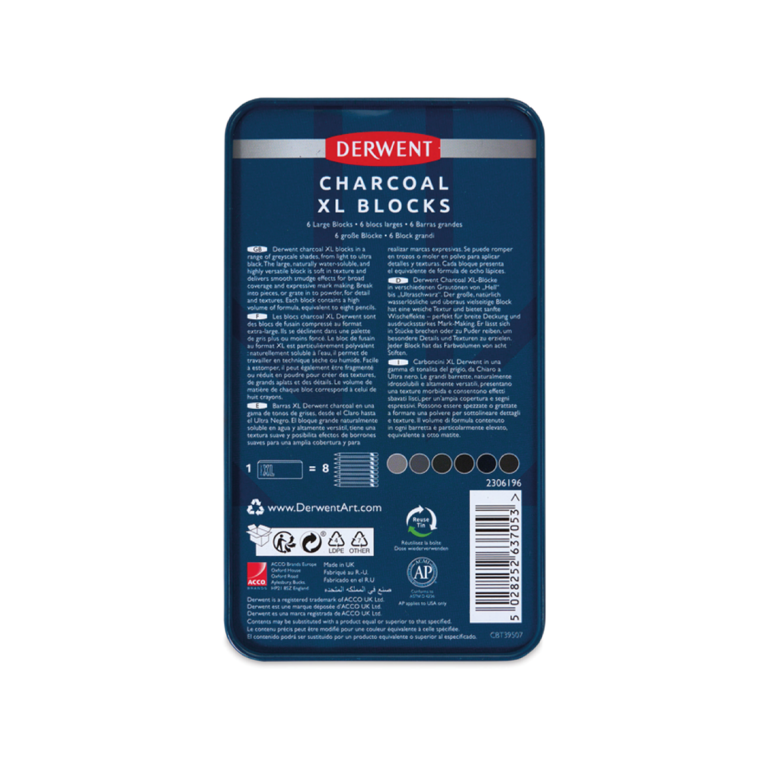 DERWENT XL CHARCOAL BLOCK SET 6X 3