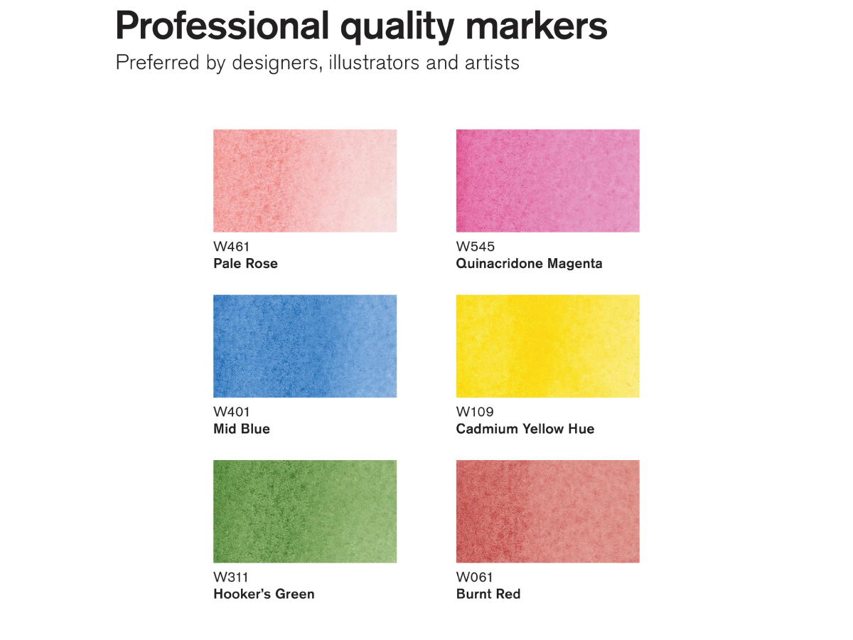 WINSOR & NEWTON WATER COLOUR MARKER SET 6X BLUMENTÖNE 3