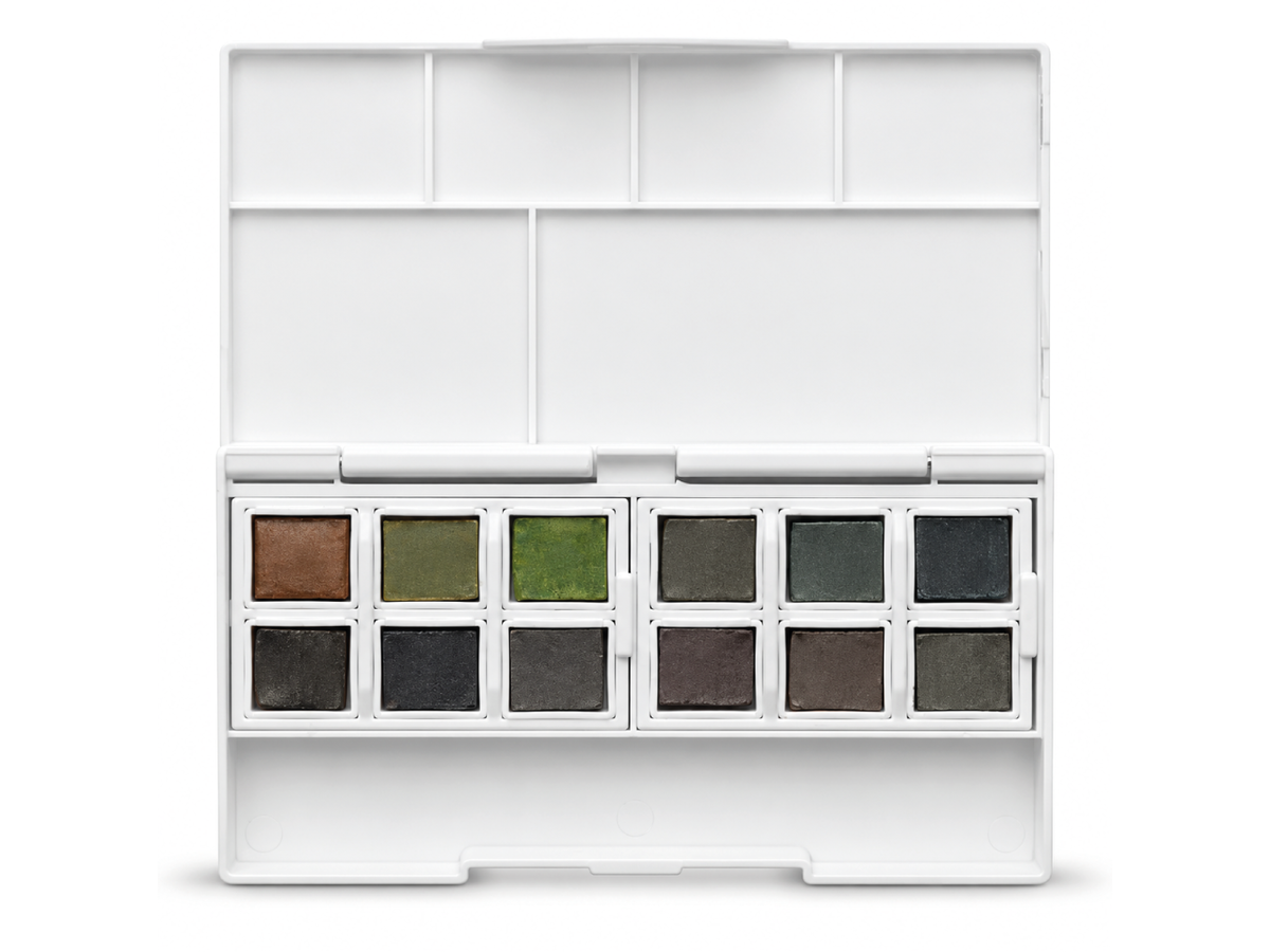DERWENT GRAPHITINT AQUARELL REISE-SET 1 12 NÄPFCHEN + WASSERTANKPINSEL 4