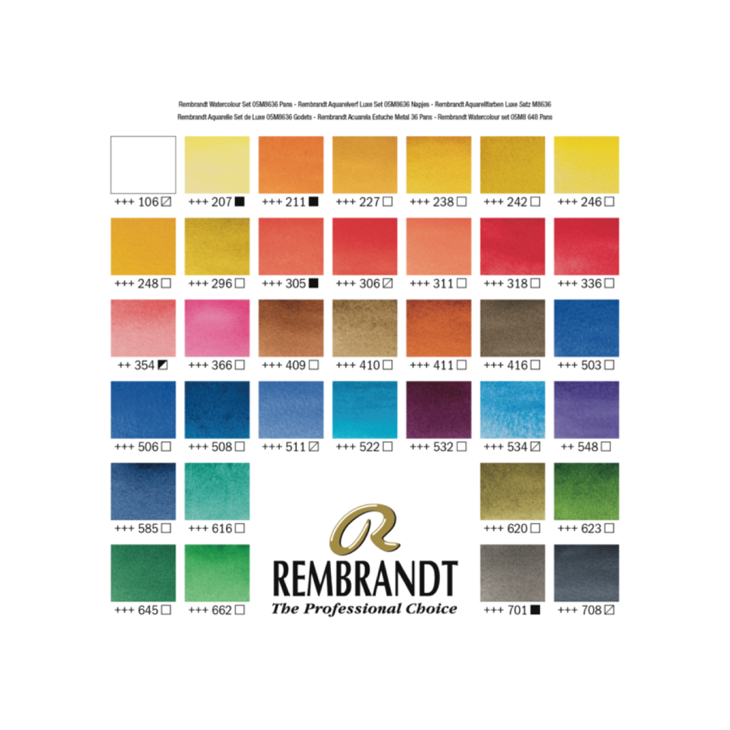 TALENS REMBRANDT AQUARELLFARBEN SET 36 X 1/2 NAPF 2