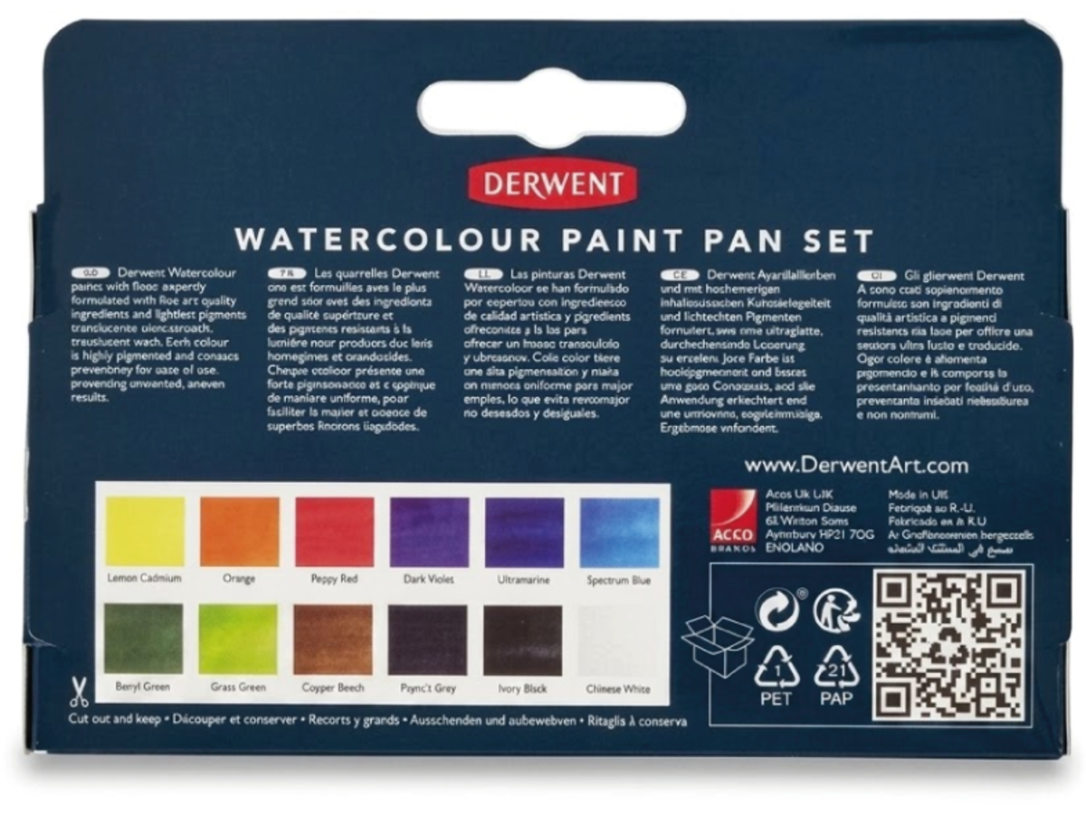 DERWENT AQUARELLFARBEN SET WATERCOLOUR 12 NÄPFCHEN 2