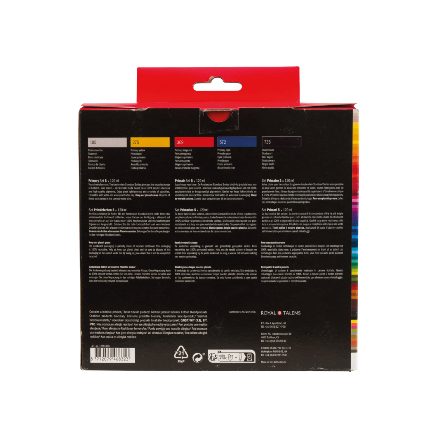 AMSTERDAM STANDARD SERIE ACRYLFARBEN SET 5X 120ML PRIMÄRFARBEN 4