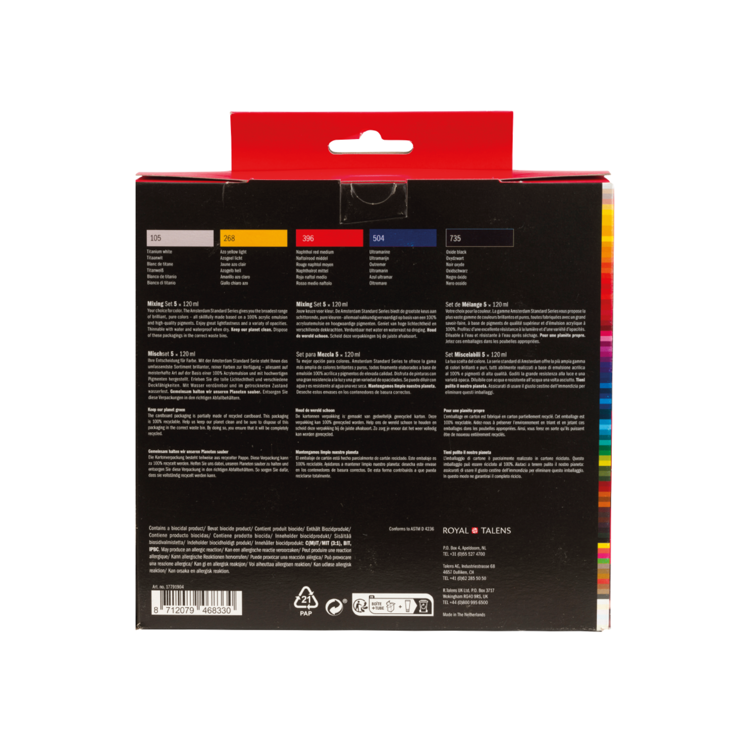 AMSTERDAM STANDARD SERIE ACRYLFARBEN SET 5X 120ML MISCHFARBEN 6