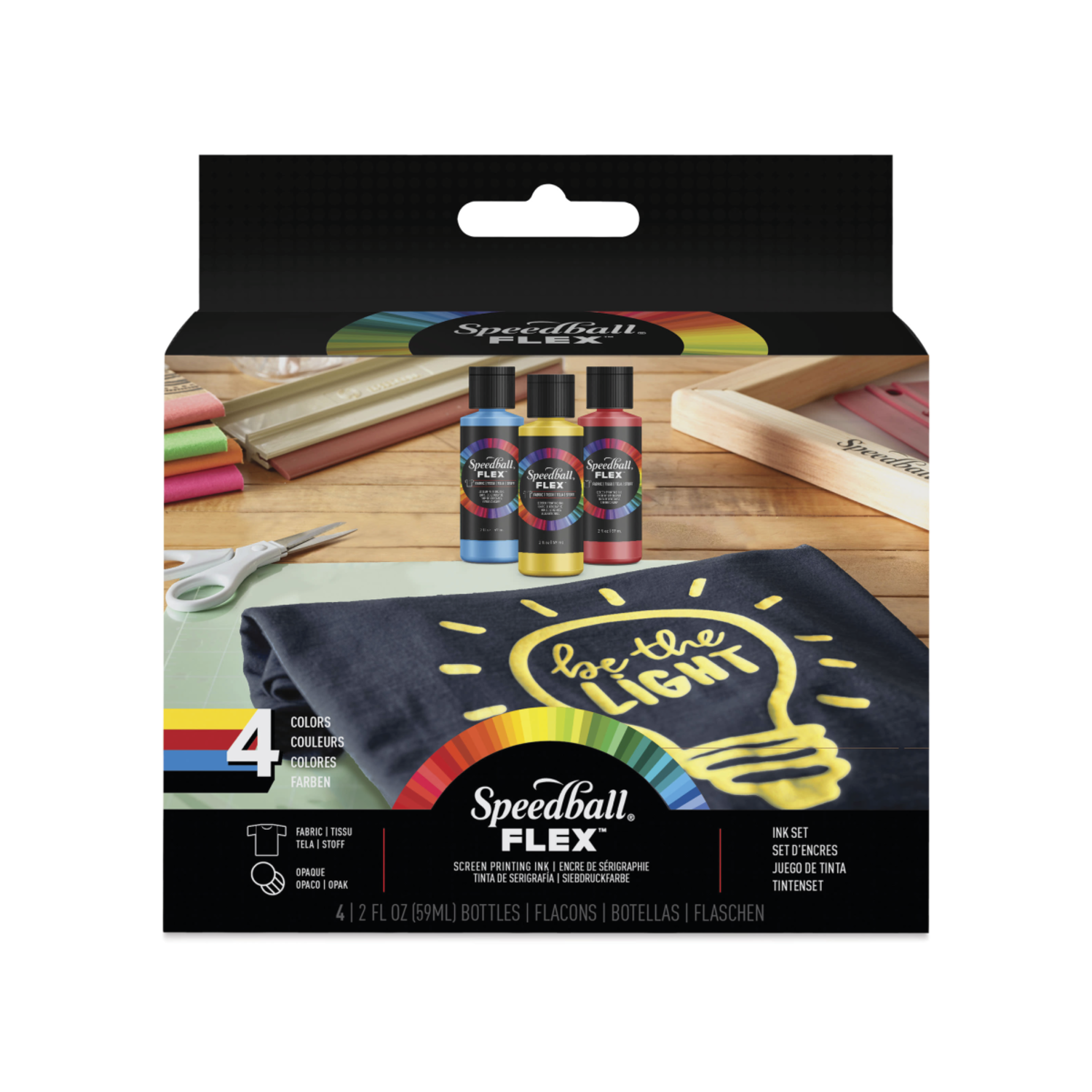 SPEEDBALL FLEX SCREEN PRINTING FABRIC INK SET 4X 2