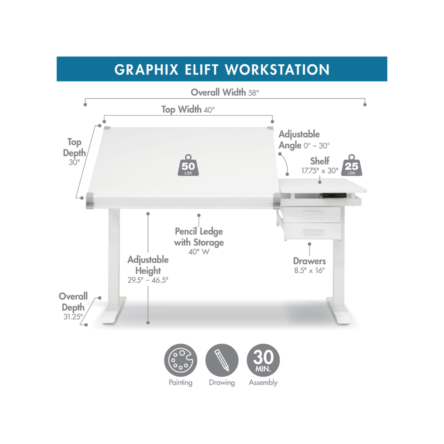 STUDIO DESIGNS GRAPHIX II E-LIFT TEKENTAFEL 6