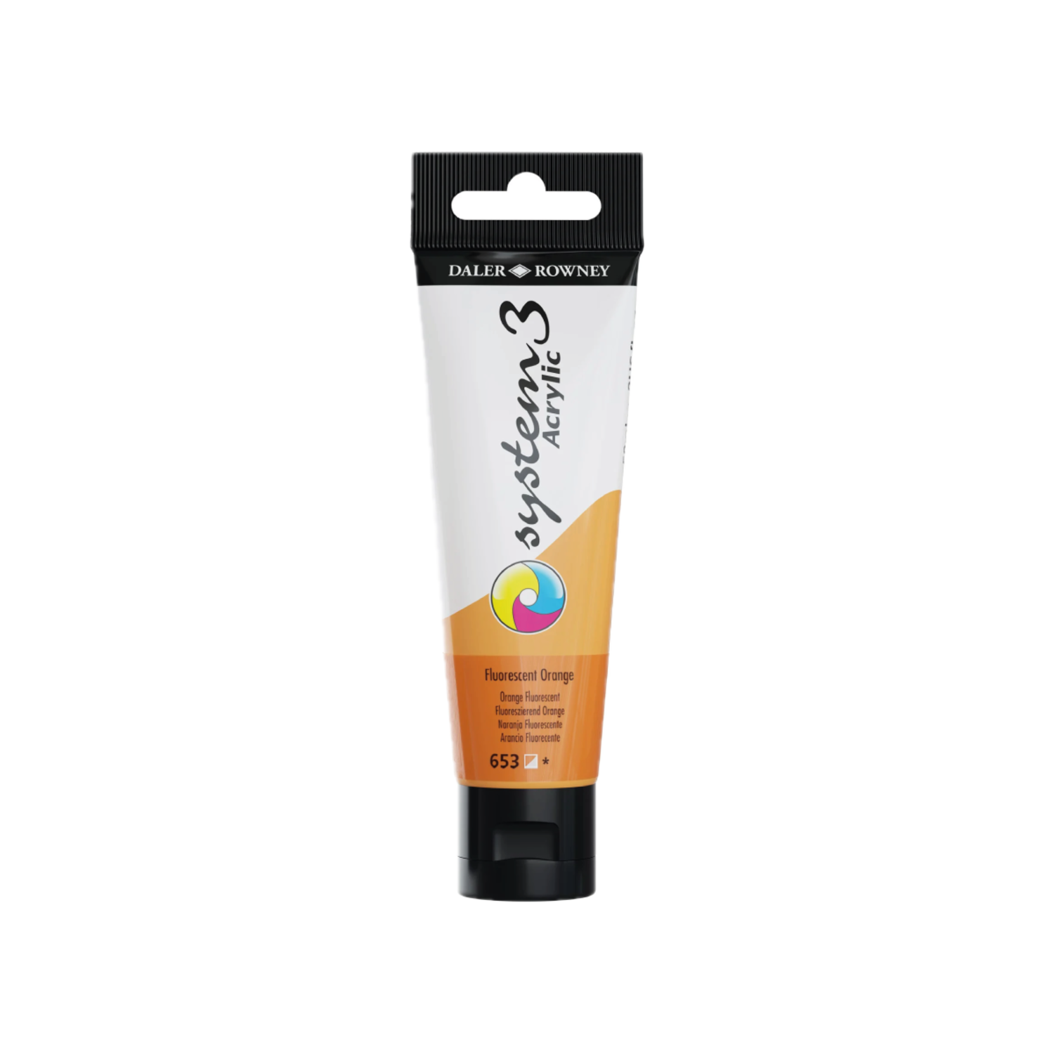 DALER ROWNEY SYSTEM 3 ACRYL 150ML 653 FLUORESCENT ORANGE 3