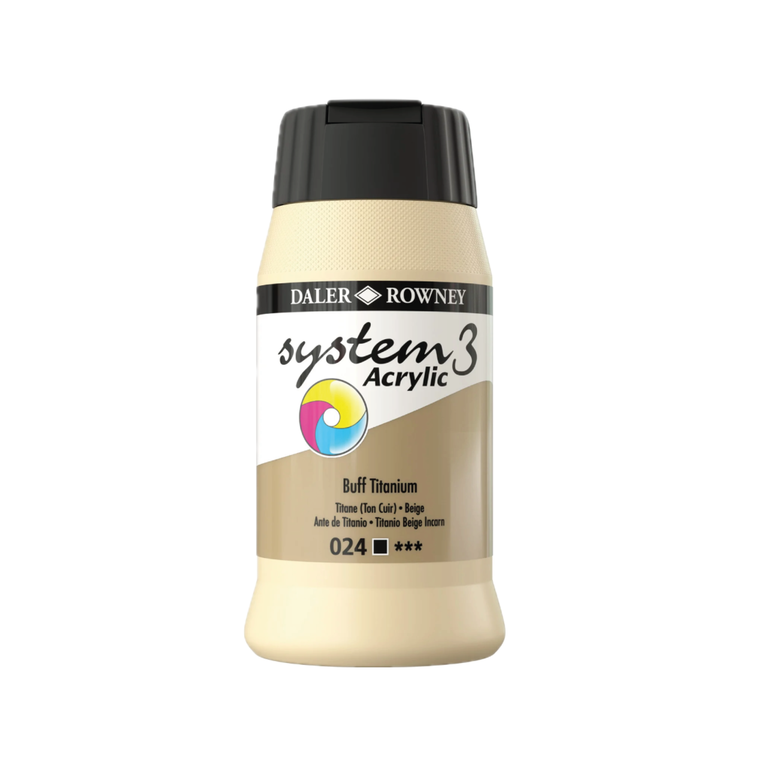 ROWNEY SYSTEM 3 ACRYL 500ML 024 S1 BUFF TITANIUM 3