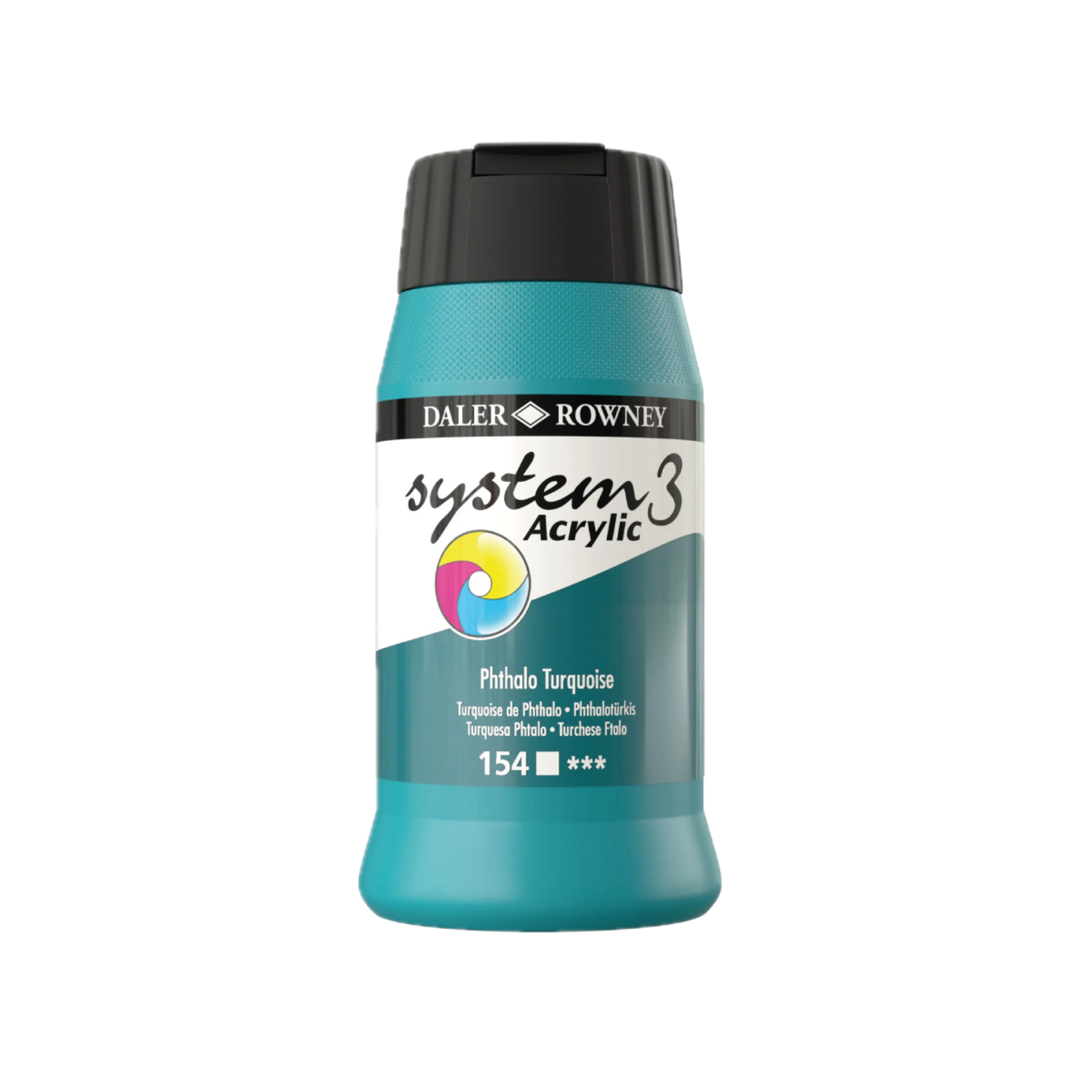 ROWNEY SYSTEM 3 ACRYL 500ML 154 S1 PHTHALO TURQUOISE 3