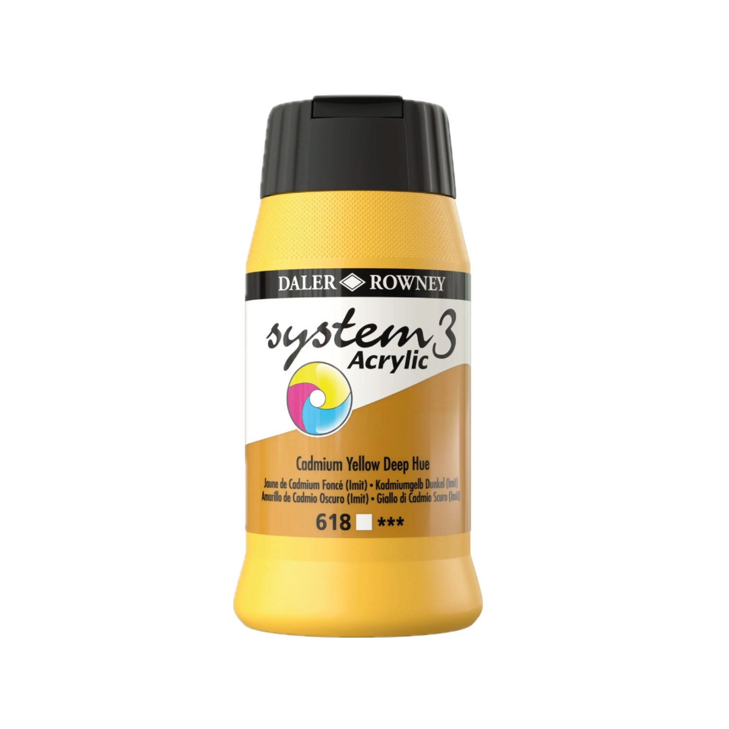 DALER ROWNEY SYSTEM 3 ACRYL 500ML 618 CADMIUM YELLOW DEEP 3