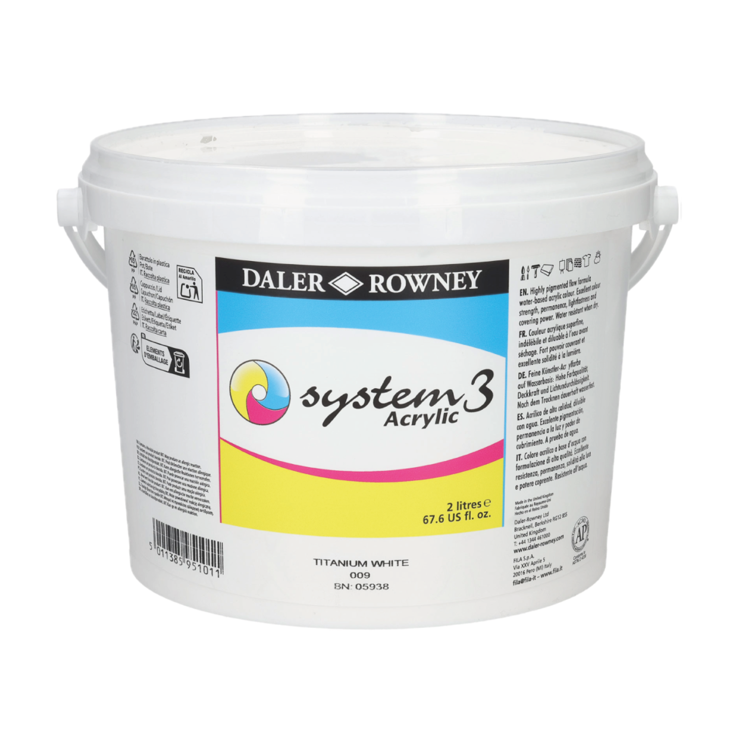 DALER ROWNEY SYSTEM 3 ACRYL 2L 009 TITANIUM WHITE 3